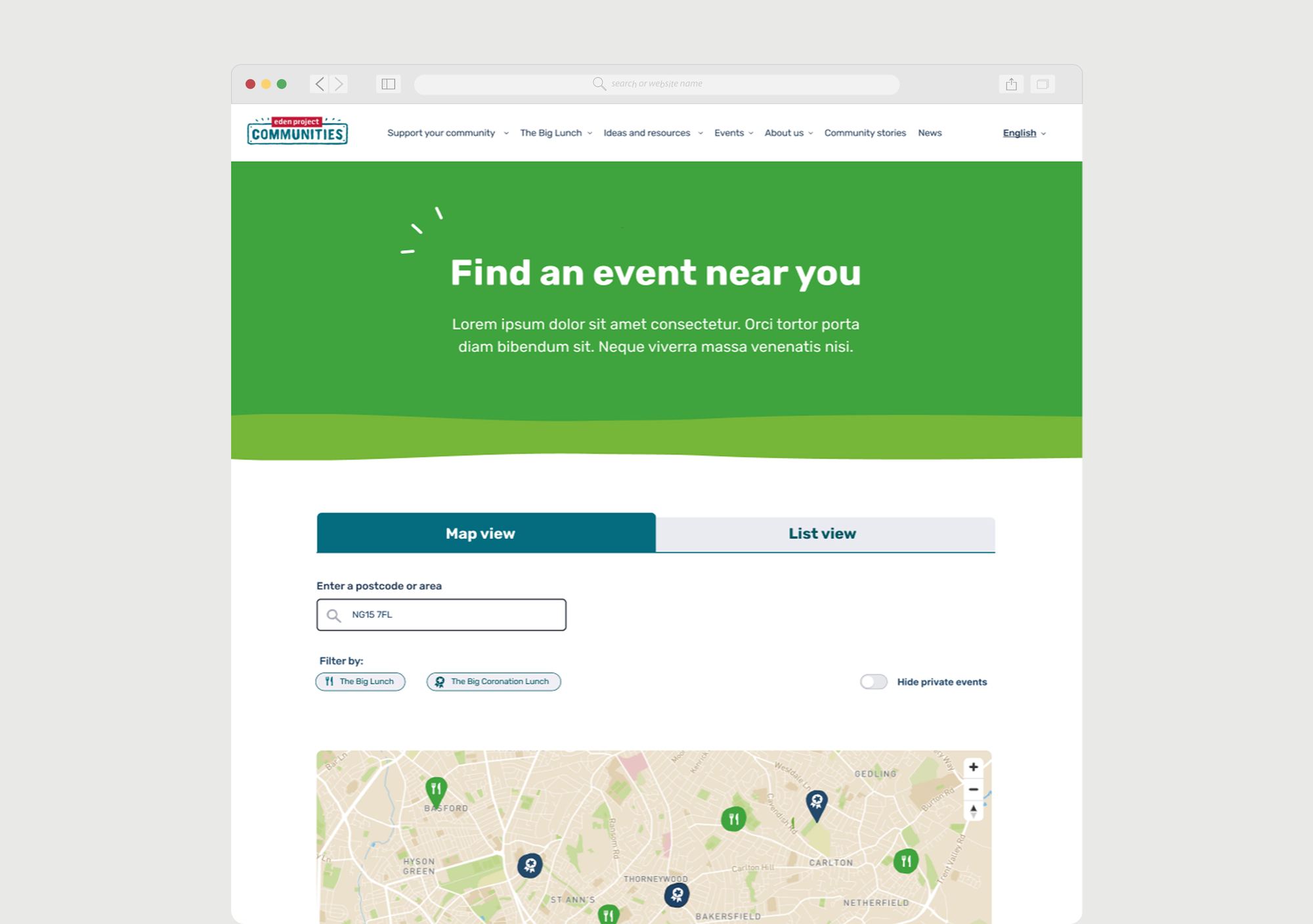 Eden Project Communities find an event near you map